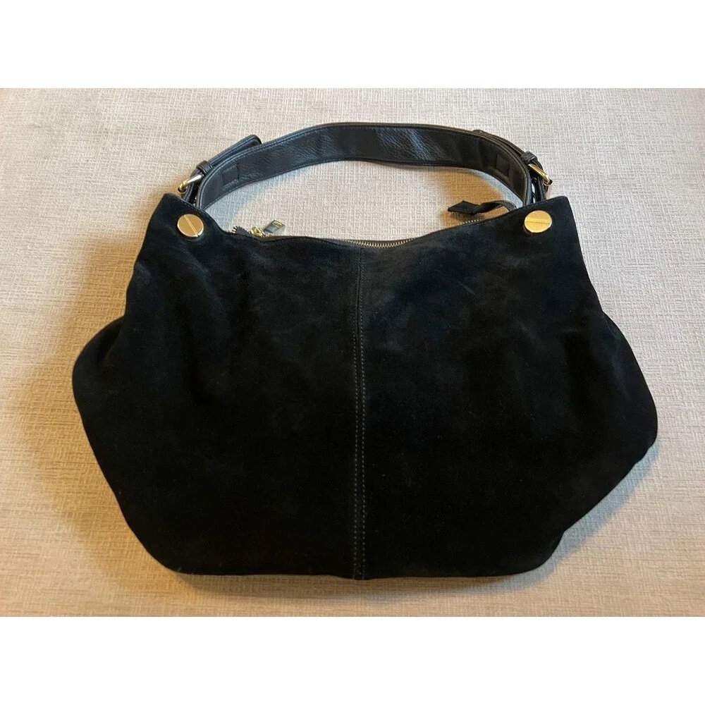 Nico Louise Shoulder Bag Womens One Size Black Hobo Pebbled Suede Gold Hardware